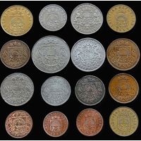 16 МОНЕТ ЛАТВИИ БЕЗ ПОВТОРОВ 1-я и 2-я РЕСПУБЛИКИ (1922 - 2007 г.г.) С СЕРЕБРОМ (1 лат 1924 г.)