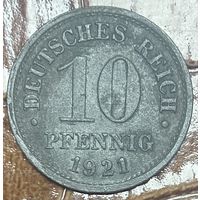 Монета 10 пфеннигов 1921 год. Веймарская республика.