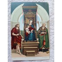 Старинная открытка. Рафаэль. Мадонна среди святых. Издательство Штенгель