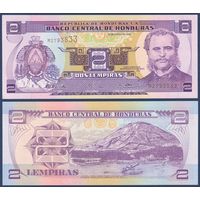 Гондурас, 2 лемпира 2003 г., P-80Ad (M, президент Марко Аурелио Сото, остров-вулкан Тигре), UNC
