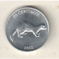 Конго 25 сантим 2002 Животные - Ласка