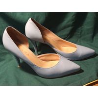 Туфли женские  кожанные, сероголубые р.39