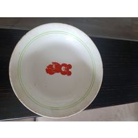 Блюдце Олимпийский мишка.Буды.Булянский фарфоровый завод.