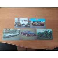 Набор карманных календарей с автомобилями, 1991 г. (5 штук).