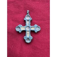 Крестик нательный старинный с эмалями