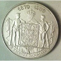 ДАНИЯ 2 кроны 1930 год "КРИСТИАН X - 60 лет со дня Рождения" (серебро)