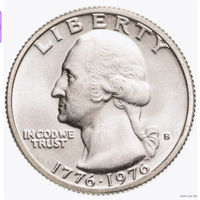 США 25 центов 1976 года, S, UNC. 1/4 доллара. Квотер. 'Барабанщик' 200 лет независимости США. Джон Дэвид Вашингтон. Серебро! В холдере! Сторгуй за свою цену, предложи обмен!