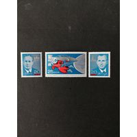 ГДР 1965 Полная серия марок "Визит советских космонавтов в ГДР" (чистые**) Mi.1138-1140 каталог 1.80 евро