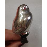 Игрушка ёлочная Воробей, стекло. СССР