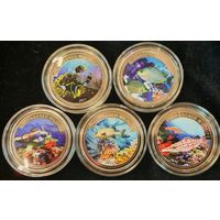 G Палау 2011 год 1 доллар 5 монет набор ВЫМИРАЮЩИЕ ВИДЫ РЫБ