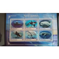 Блок  РЫБЫ МОРСКИЕ ОБИТАТЕЛИ ФАУНА   MNH