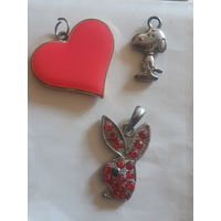 Кулоны сердечко, собачка и заяц Playbol