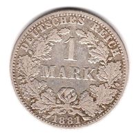 1 марка 1881 год A Германия. С рубля