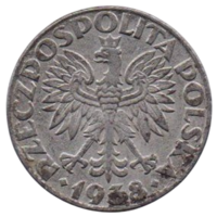 ГЕНЕРАЛ- ГУБЕРНАТОРСТВО. 50 ГРОШЕЙ 1938. НЕЧАСТАЯ