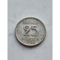 25 эре 1956 года Швеция. Серебро 400. Монета не чищена. 45403