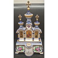 Иконостас фарфоровый 33*21 см. Без утрат. Гжель.