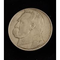 10 злотых 1936 г. Юзеф Пилсудский.  Польша.  Серебро