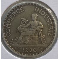 Франция 1 франк 1920 г. Алюминиевая бронза. В холдере