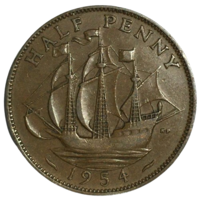Великобритания 1/2 пенни, 1954