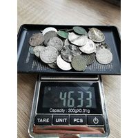 Лот (1) уставших серебряных монет, билон, серебро. С 1 рубля