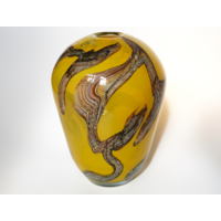 Крупная ваза Львов Цветное стекло винтаж