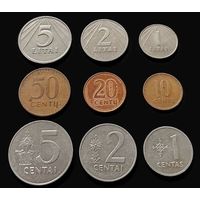 9 МОНЕТ ЛИТОВСКОЙ РЕСПУБЛИКИ 1991 ГОДА (ГОДОВОЙ НАБОР)