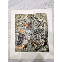 Линогравюра "Теремок" КХР 88,  Комаров А. А.