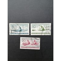 ГДР 1961 Полная серия марок "Чемпионат мира по гребле на байдарках и каноэ" (гашение с клеем без наклеек) Mi.838-840 каталог 6.00 евро