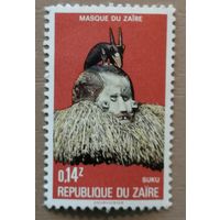 Марка Заир, Конго, серия - традиционное искусство страны, маски, скульптуры, 1977 г