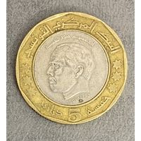Тунис 5 динаров 2002 год - 2 года со дня смерти Хабиба Бургиба С рубля без МЦ.