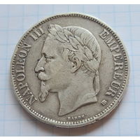 5 франков 1869.Франция. Наполеон III.