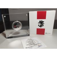 Грузия, 5 лари 2024 г, (Ag925, памятная - Евро 2024, в капсуле, в акриловом футляре, сертификат), Proof