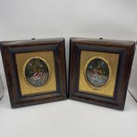 Антикварные парные картины Цветы. Италия. 3678