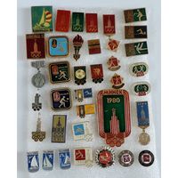 Значки "Олимпиада 1980 г." - 36 шт. Алюминий.