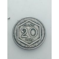 Италия 20 чантезимо 1919 года . R