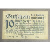Геллеров Нотгельд Австрия Зальцбург , 10 геллеров 1920 год