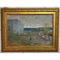 Рей И.П "Городская окраина. Минск", 1979г. Картон, масло.Размер 35х50 см.