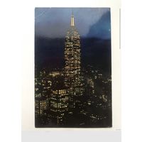 Открытка винтажная Empire State Building at Night 1964 год