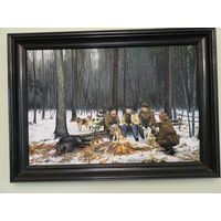Картина маслом большая Охотники на привале