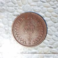 1/2 нового пенни 1974 года Великобритания. Королева Елизавета 2. Родная патина!