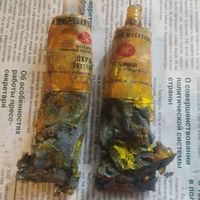 Масляные художественные краски Ленинград СССР Кадмий лимонный, Охра светлая, редкий цвет, повреждены