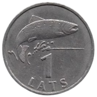 Латвийская Республика ( ІІ Республика, Латвия ). 1 лат 2007. Фауна. Рыба. Лосось.