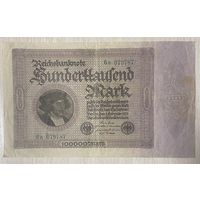 Банкнота 100000 марок 1923 год. Веймарская республика. С рубля без МЦ.