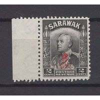 Саравак 1947 ** 2 cents, надпечатка "Королевский Вензель" левое поле