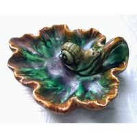 Пепельница "Улитка на листе" СССР Конакова