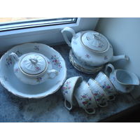 Антикварный чайный сервиз на 4 персоны. Старая Польша. Винтаж.