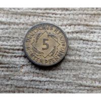 Werty71 Германия 5 рентенпфеннигов 1924 А пфеннигов Веймар
