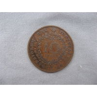 Азорские острова 10 реалов 1865 год Луиш I Автономный регион Асориш (1843-1901)