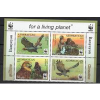 Азербайджан 2011. Птицы. Орлы WWF сцепка 4 марки с верхним полем (412)