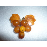 Антикварная Янтарная Брошь Ягодки 20-ые гг. Старая Германия Оригинал Состояние Люкс!